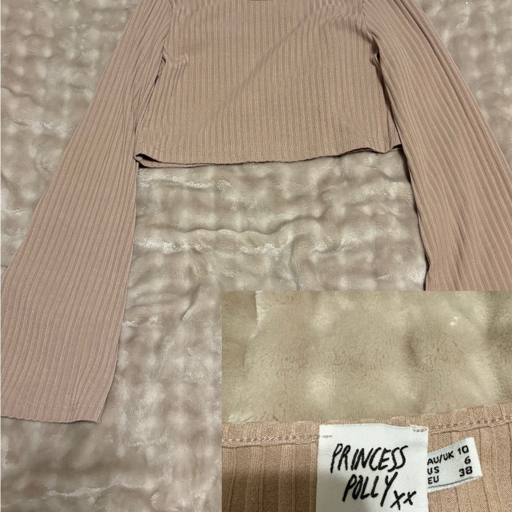 Princess Polly Blush Ribbed Knit Top